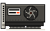 A small single-fan graphics card with its label blacked out.